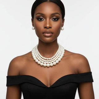 The Luxe Layered Pearl Choker Set – Cream