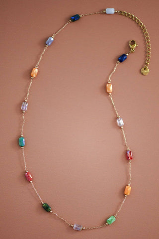 Hey Beautiful 18K Gold Plated Tarnish-Resistant Colorful Crystal Necklace