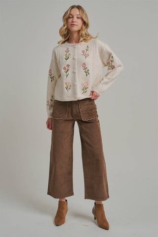 Sunday Brunch Scalloped Pocket Corduroy Pants