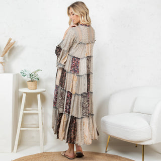Free Spirit Patchwork Georgette Maxi Dress – Boho Western Style
