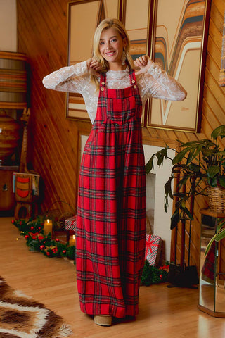 Hearthside Holly Red Tartan Overalls