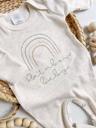Wonderfully Made Rainbow Baby Embroidered Romper