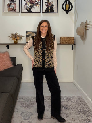 Luke & Estelle Gilded Leopard Knit Sweater Vest
