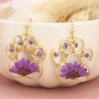 Purple Paw Pride Gold Earrings