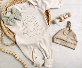 Wonderfully Made Rainbow Baby Embroidered Romper