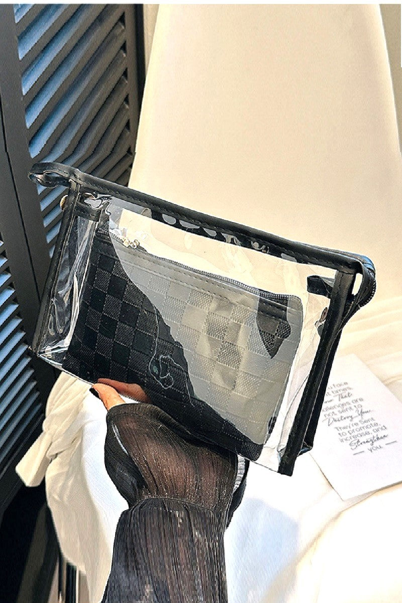 ClearView Chic—2-Piece Textured Travel Pouch Set