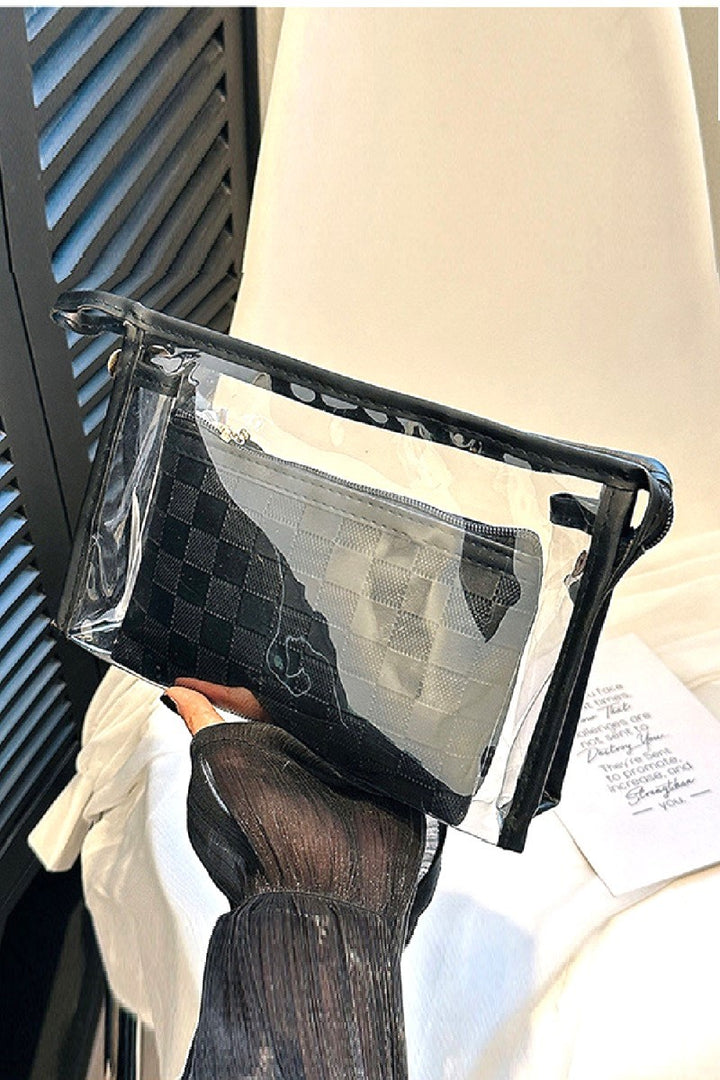 ClearView Chic—2-Piece Textured Travel Pouch Set