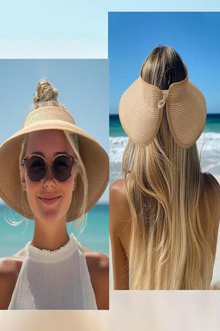 Women's Adjustable Wide-Brim Straw-Style Sun Hat