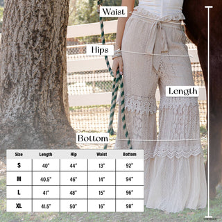 Desert Dream Tiered Lace Wide-Leg Pants – Boho Western Style
