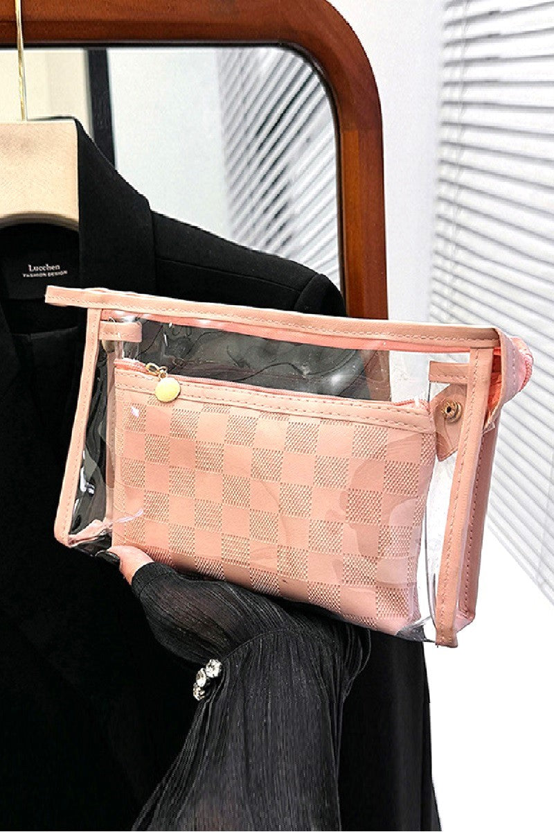 ClearView Chic—2-Piece Textured Travel Pouch Set