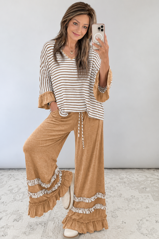 Cider Mill Striped Ruffle Two-Piece Set