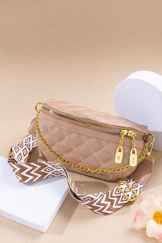 Lock & Luxe Quilted Belt Bag – Chic Crossbody with Gold Accents