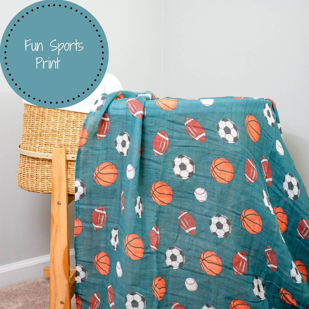 Little Athlete Sporty Theme Baby Muslin Swaddle Blanket