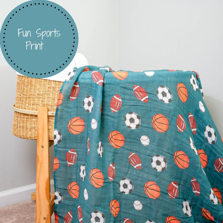 Little Athlete Sporty Theme Baby Muslin Swaddle Blanket