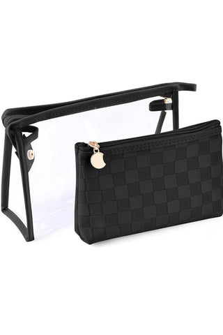 ClearView Chic—2-Piece Textured Travel Pouch Set