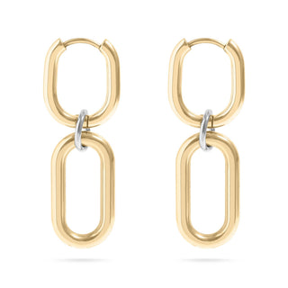 Hey Beautiful Waterproof Tarnish-Free Two-Tone Link Drop Earrings – Gold &amp; Silver