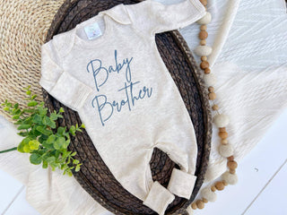 Wonderfully Made Baby Brother Embroidered Romper - Blue