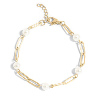 Hey Beautiful Golden Grace Pearl Chain Bracelet -Waterproof & Tarnish Free