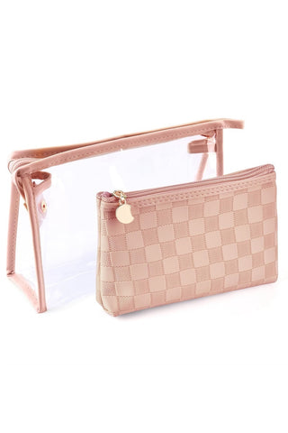 ClearView Chic—2-Piece Textured Travel Pouch Set