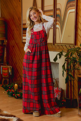 Hearthside Holly Red Tartan Overalls