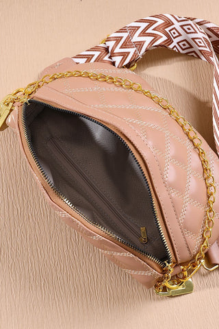 Lock & Luxe Quilted Belt Bag – Chic Crossbody with Gold Accents