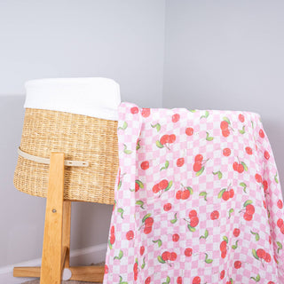LollyBanks Cherry on Top Cotton Muslin Swaddle Blanket