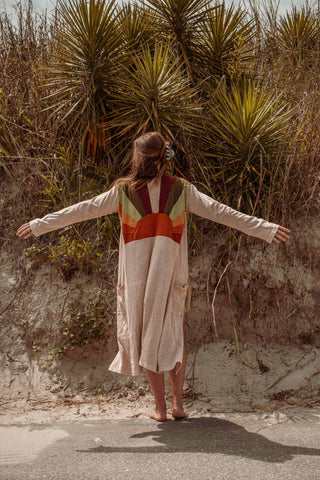 Golden Hour Patchwork Duster | Boho Open Front Cardigan