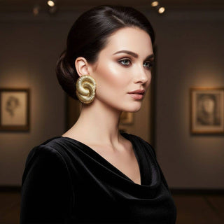 The Sculpted Spiral Statement Earrings – Gold