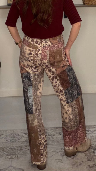 Heirloom Quilt Patchwork Wide Leg Jeans