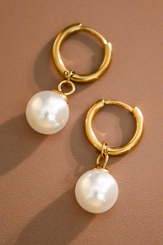 Hey Beautiful 18K Gold Plated Tarnish-Resistant Pearl Drop Earrings
