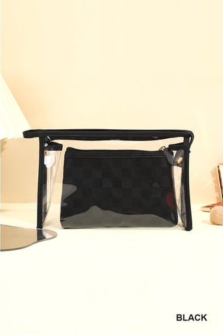 ClearView Chic—2-Piece Textured Travel Pouch Set
