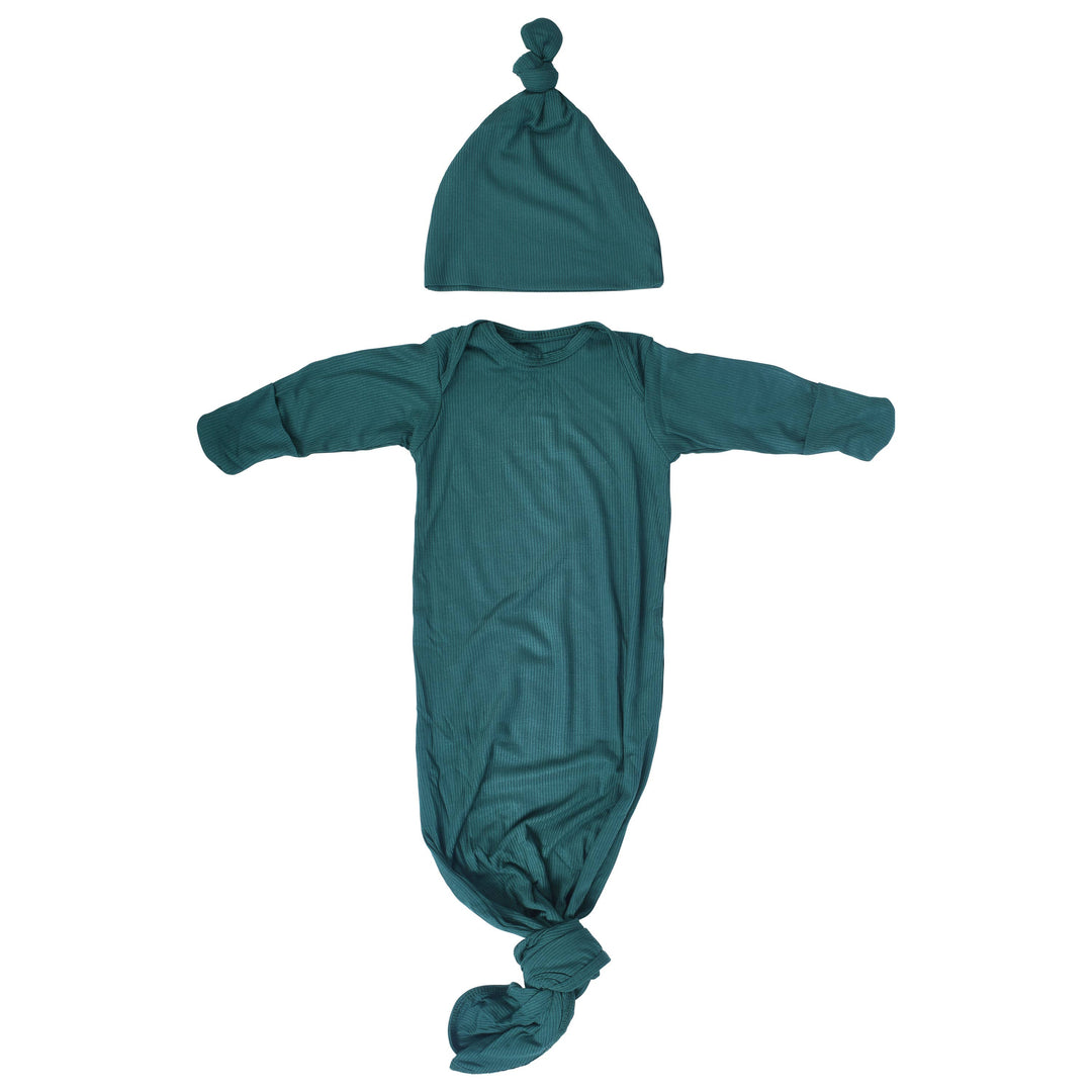 Bamboo - Ribbed Forest Green Ribbed Knotted Gown