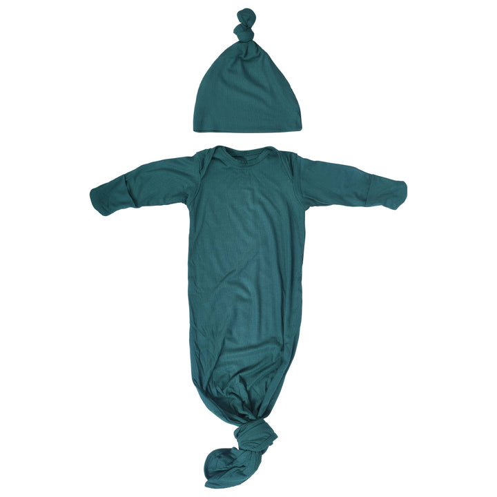 Bamboo - Ribbed Forest Green Ribbed Knotted Gown