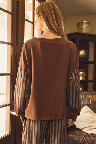 Slow Sunday Cocoa Stripe Terry Set