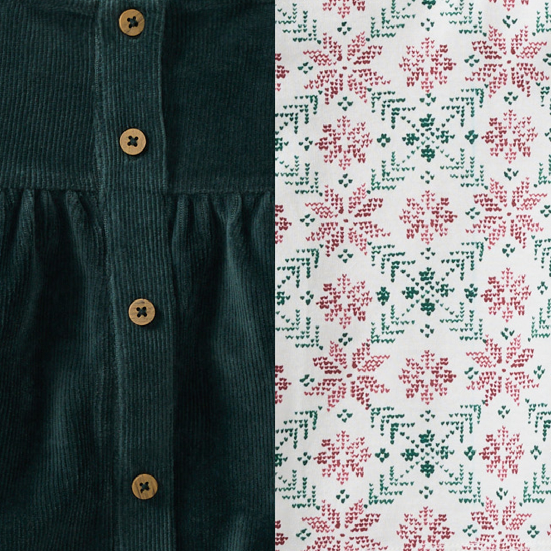 Burt's Bees Baby - Poinsettia Fair Isle Organic Girl Tee & Dress Set