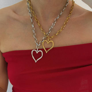 Hey Beautiful – 18K Gold Plated Tarnish-Resistant Open Heart Necklace (Gold Tone)