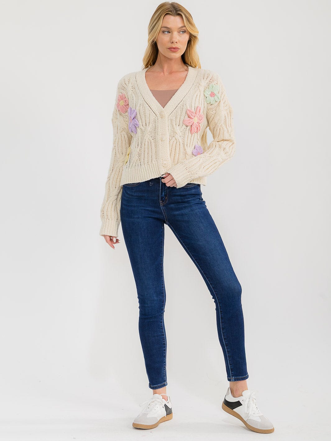 🧥 New In by Very J "Daisy Chain" Crochet Flower Knit Cardigan