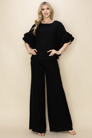 The Effortless Linen Set – Black & Champagne