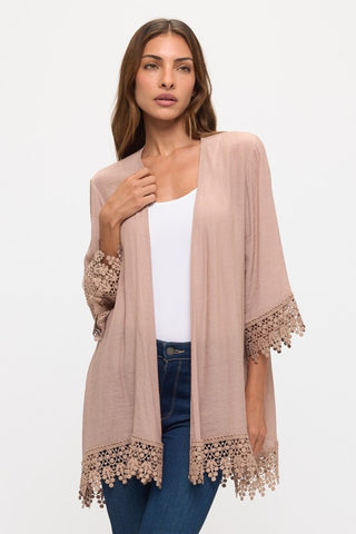 The Coastal Lace Kimono – Ivory & Taupe