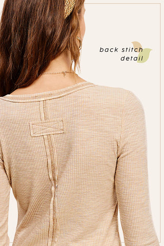 Everyday Ribbed Henley Long Sleeve Top