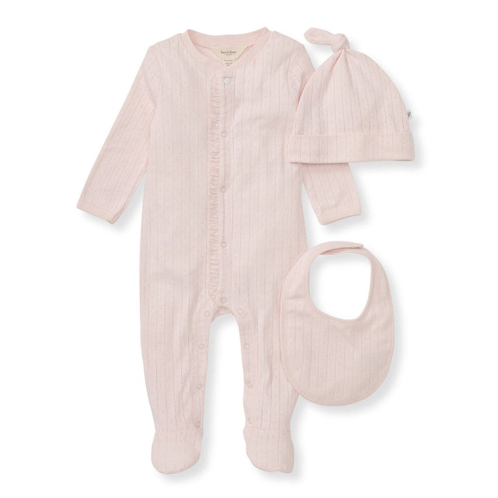 Burt's Bees Baby - Organic Cotton Jumpsuit, Bib & Hat 3 Piece Set - Ranunculus