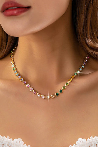 Hey Beautiful – Rainbow Bezel-Set Gemstone Tennis Necklace