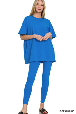 The Everyday Comfort Legging Set – Brown & Ocean Blue