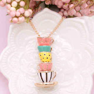 Pendant necklace with stacked teacup charm