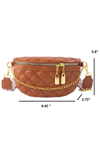 Lock & Luxe Quilted Belt Bag – Chic Crossbody with Gold Accents