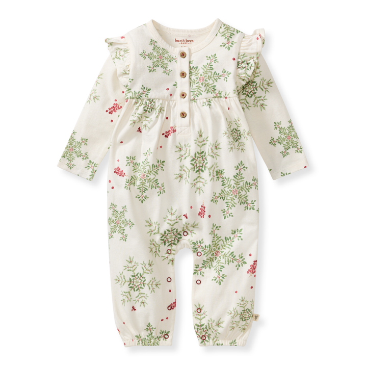 Burt's Bees Baby - Holiday Snowflakes Baby Girl Jumpsuit