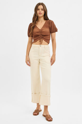 The Curve Wide Straight Jean – Ivory (RISEN Plus)