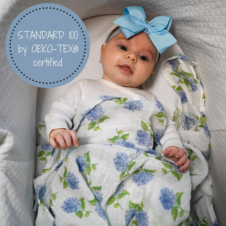 HydrangeaMuslin Swaddle Baby Blanket