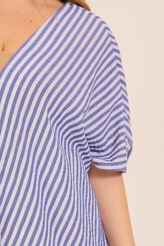 The Coastal Curve Stripe Kimono Only– Blue & White (Plus Size)