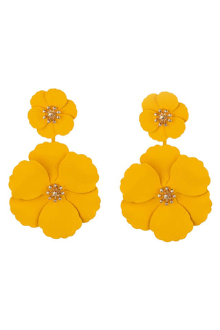 Sunshine Bloom Floral Drop Earrings – Yellow
